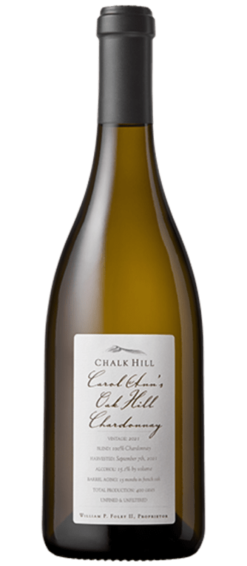 carol anns oak hill chardonnay 2021 chalk hill bottle shot