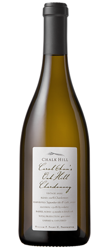 carol anns oak hill chardonnay 2022 chalk hill bottle shot