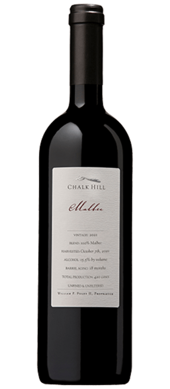 malbec 2021 chalk hill bottle shot