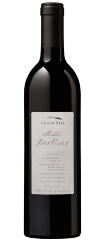 malbec petit verdot 2023 chalk hill bottle shot