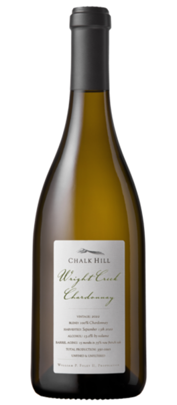 wright creek chardonnay 2022 chalk hill bottle shot